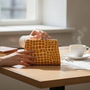 Vintage Furla Leather Crocodile Clutch